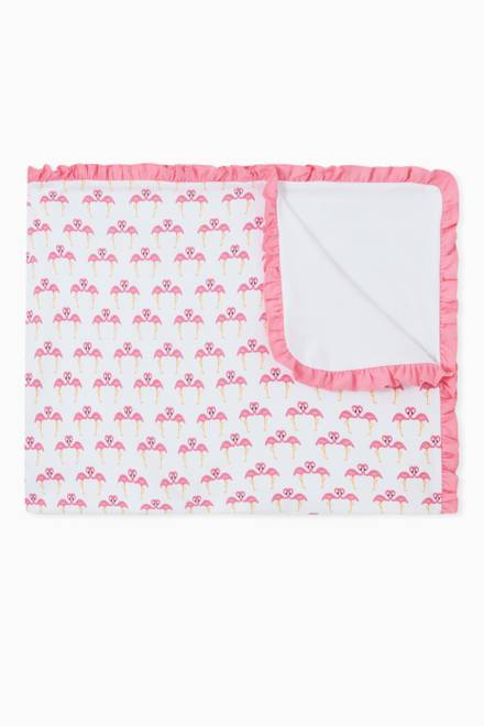 hover state of Pinky Print Ruffle Blanket in Pima Cotton