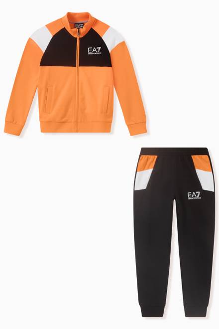 hover state of EA7 Colour Block Tracksuit in Jersey 
