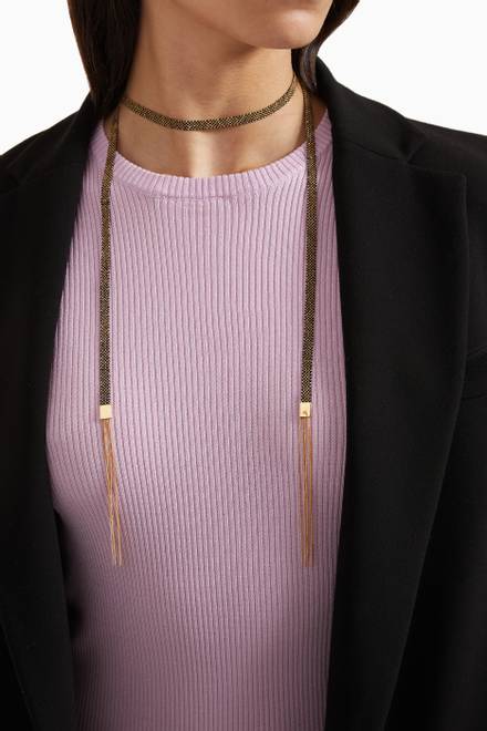 hover state of x Ounass Sukar Scarf Wrap Necklace in Silk & 18kt Yellow Gold   