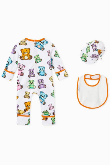 hover state of Teddy Bear Print Pyjamas in Cotton, Set of Three