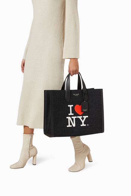 hover state of x I Heart NY Manhattan Large Tote Bag in Embroidered Chenille 