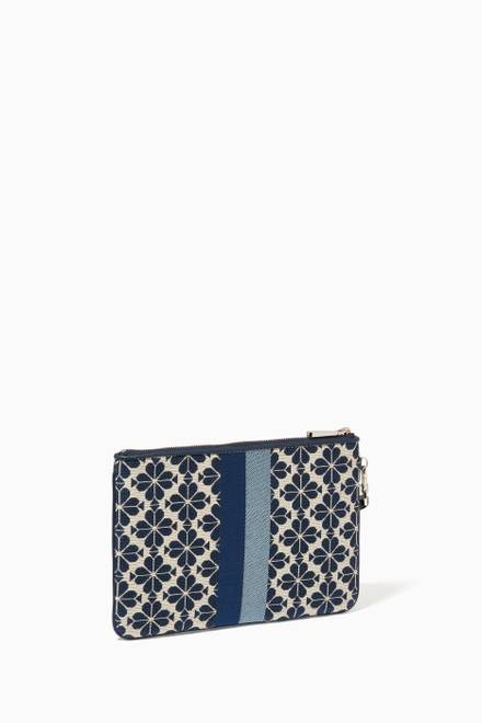 hover state of Pouch Wristlet in Spade Flower Stripe Jacquard