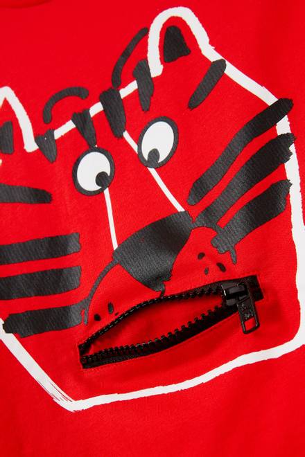 hover state of Tiger Print with Zip T-shirt in Cotton