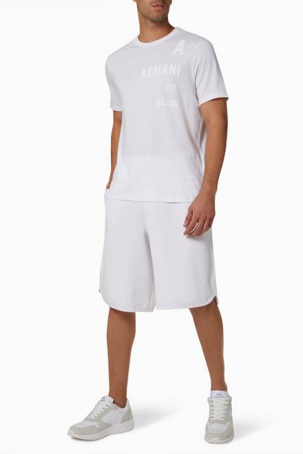 hover state of AX Logo Print Shorts in Cotton Jersey
