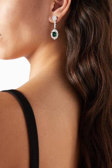hover state of Emerald Pendant Drop Earrings       
