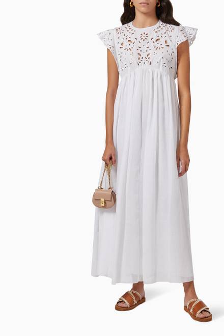 hover state of Ruffled Empire Broderie Anglaise Dress in Cotton Poplin   