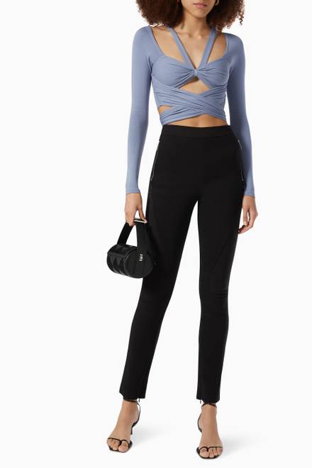 hover state of V-Neck Tie Top in Ribbed Knit  