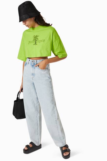 hover state of Palm Logo Cropped T-shirt in Cotton Jersey