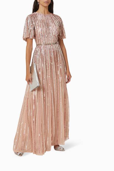 hover state of Ombré Sequin Gown in Tulle    
