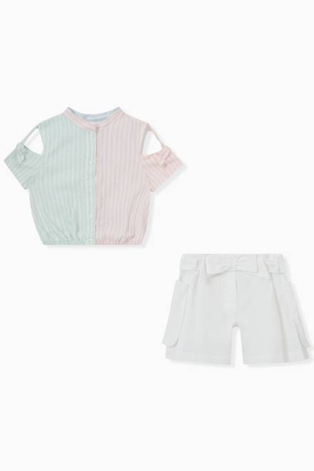 hover state of Striped T-Shirt & Shorts Set in Cotton