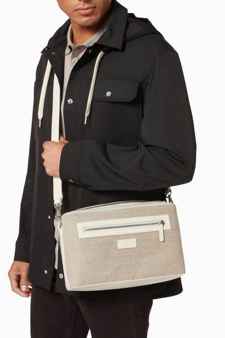 hover state of Colour-block Crossbody Bag in Linen  