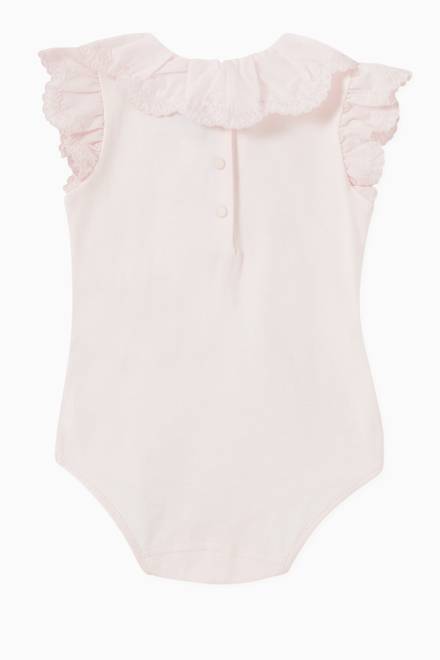 hover state of Embroidered Ruffle Bodysuit in Soft Cotton 