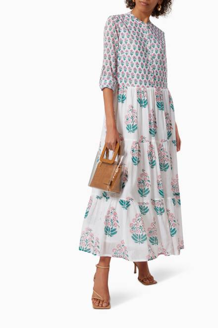 hover state of Floral Maxi Dress in Cotton Voile      