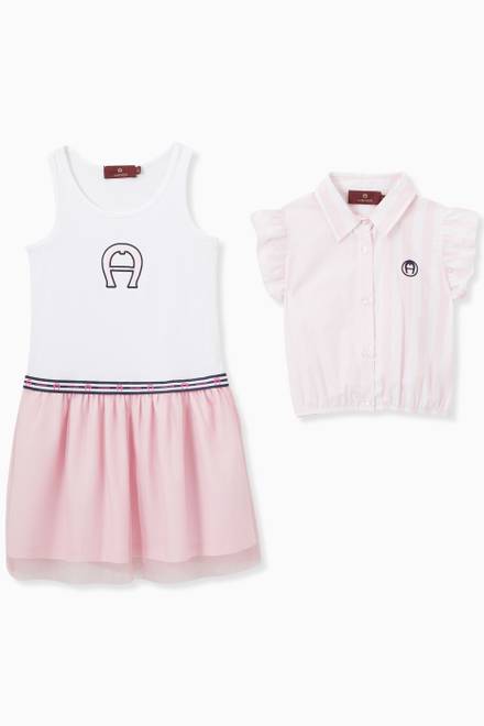 hover state of Logo Dress & Top Set in Cotton  