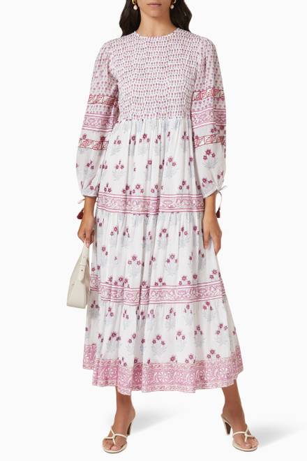 hover state of Smocked Maxi Dress in Cotton Voile 