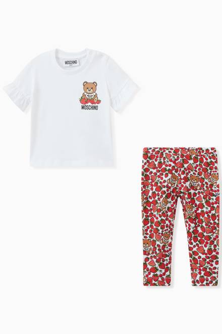 hover state of Fruit & Teddy Bear Print T-shirt & Leggings Set