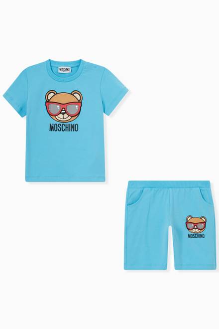 hover state of Teddy Bear Print T-shirt & Shorts Set