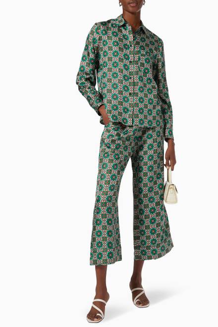 hover state of Printed Trousers in Silk Twill  