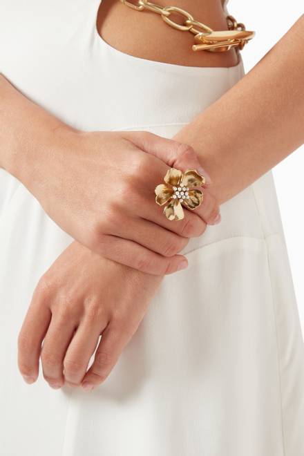 hover state of Tropical Flower Pearl Ring    