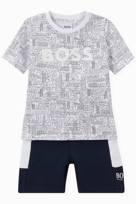 hover state of Logo Print Shorts in French Terry  