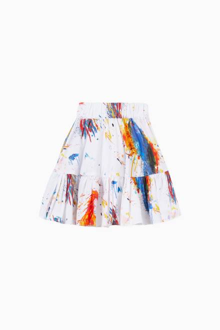hover state of Parrot Paint Print Skirt in Cotton