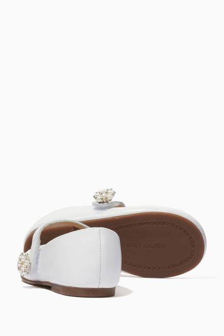 hover state of Pearl Embellishment Ballerinas in Leather