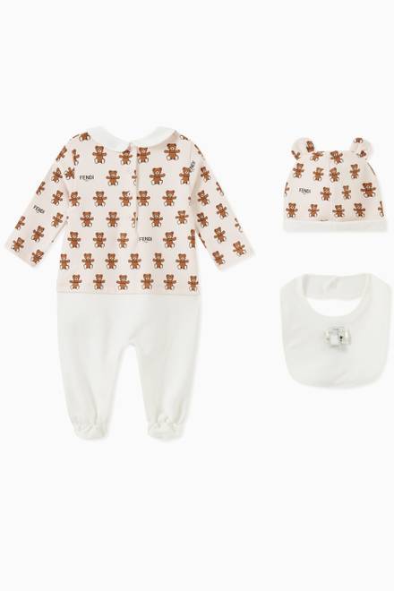 hover state of Teddy Print Pyjama Set in Cotton Jersey  
