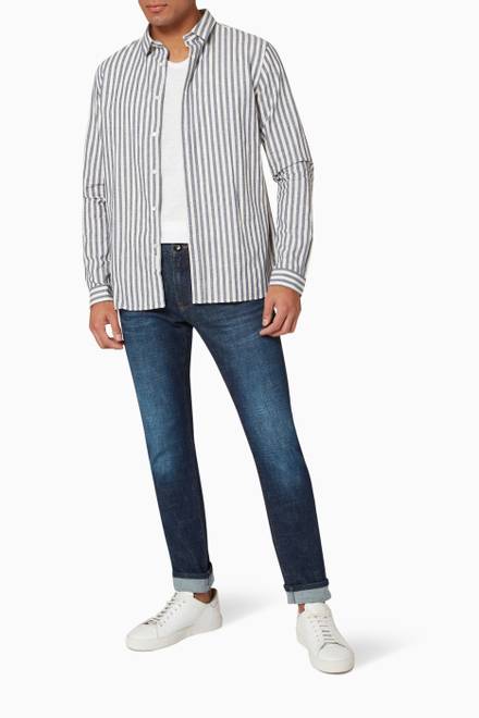 hover state of Regular Shirt with Vertical Stripes in Cotton 