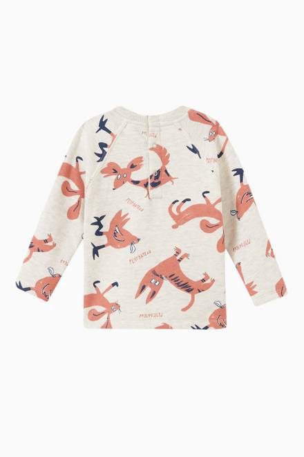 hover state of Animals Print Sweatshirt in Cotton Fleece  