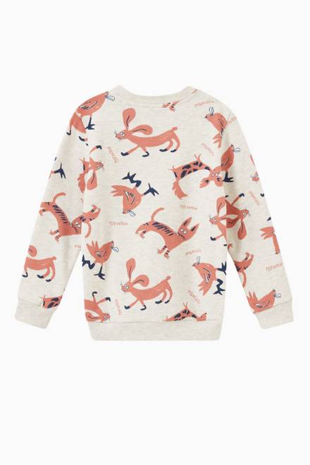 hover state of Animals Printed Sweatshirt in Cotton Fleece  