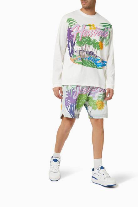 hover state of Hawaii Printed Shorts in Cotton Denim    
