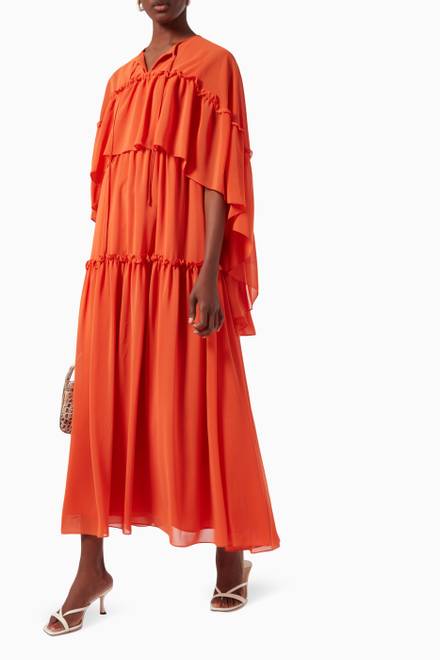 hover state of Cascading Tiers Maxi Dress in Crepe  