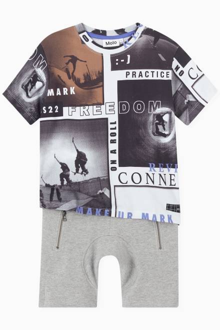 hover state of Newspaper Print T-Shirt in Jersey 