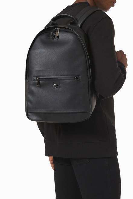 hover state of Round Backpack in Recycled Faux Leather