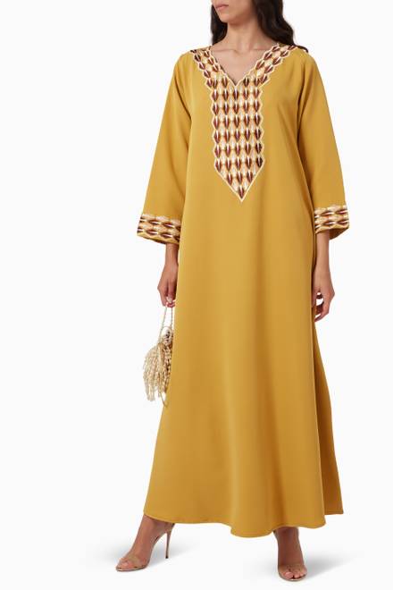 hover state of Embroidered Kaftan in Crepe  