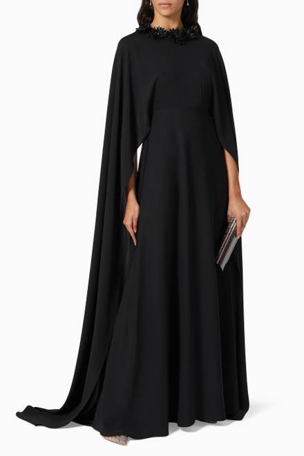 hover state of Hulya Cape Dress in Silky Crepe   