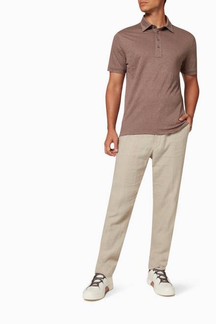 hover state of Short Sleeve Polo in Pure Linen