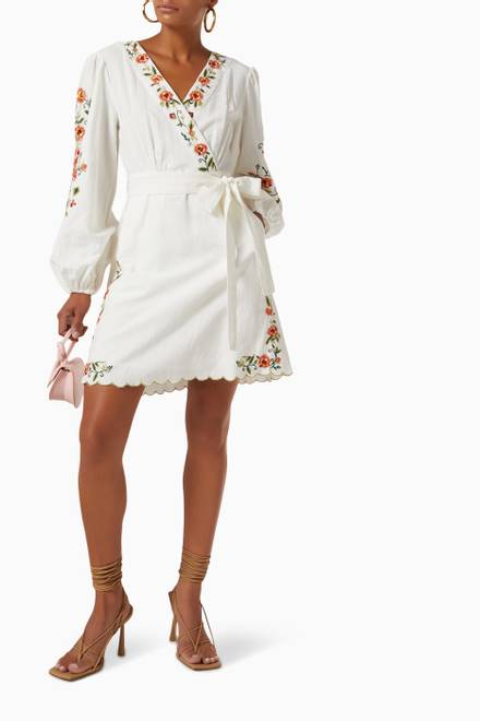 hover state of Gardenia Mini Dress in Cotton & Linen Blend 