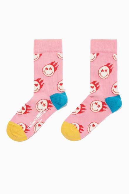 hover state of Flaming Smiley Socks in Stretch Cotton