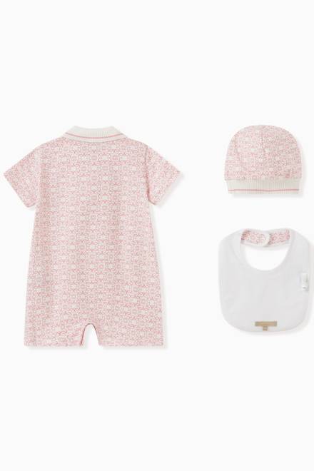 hover state of Romper, Bib & Hat Gift Set in Cotton