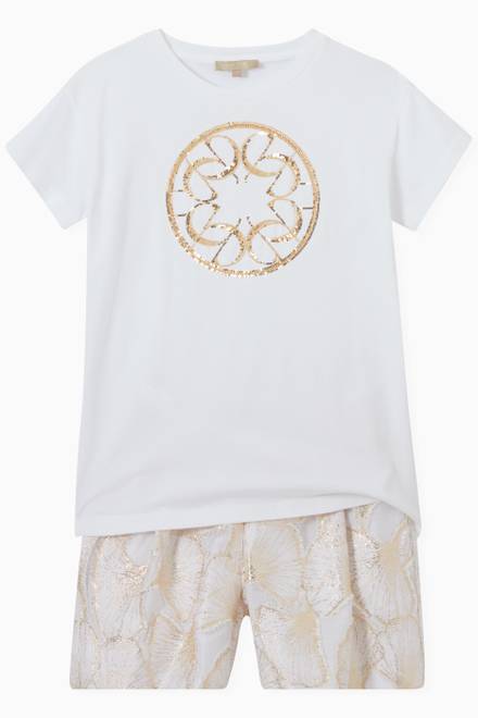 hover state of Sequin Logo T-shirt in Cotton 