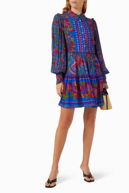 hover state of Macaw Flight Long Sleeve Mini Dress 