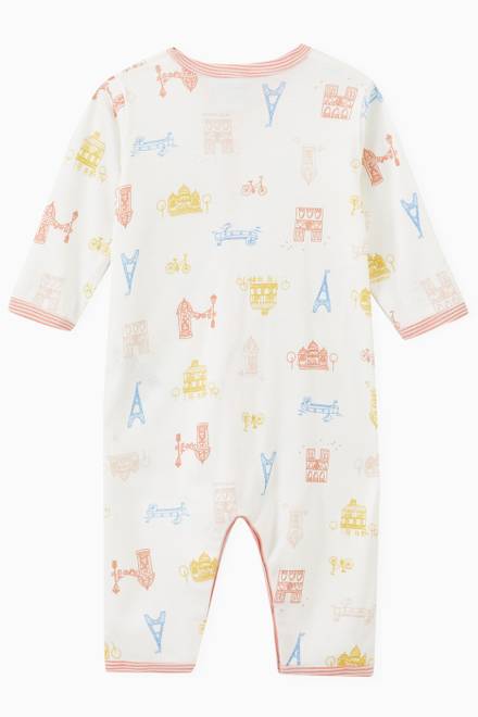 hover state of Paris Theme Print Sleepsuit in Cotton 