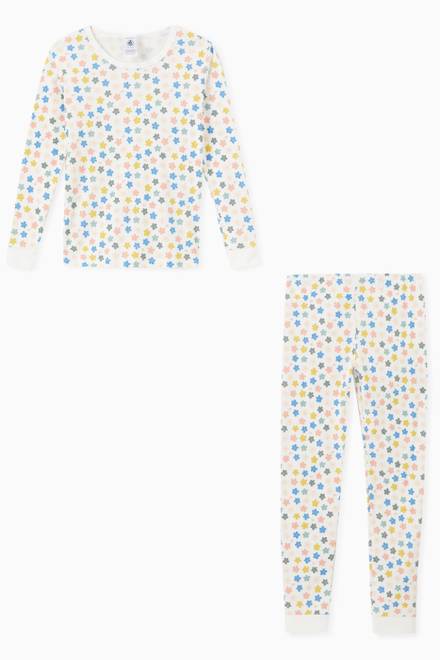 hover state of Glow-in-the-Dark Floral Pyjama Set in Cotton 