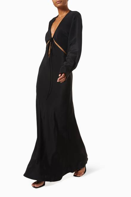hover state of Triquetra Front Tie Shirt Dress in Silk Faille