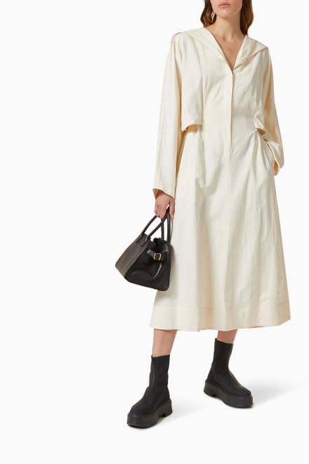 hover state of Cynthia Hooded Dress in Silk & Linen Blend   