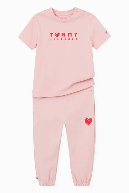 hover state of Heart Print Sweatpants in Cotton  