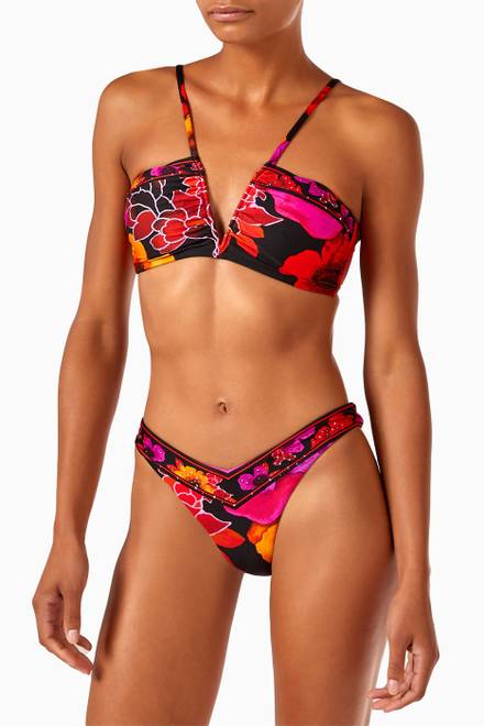 hover state of Midnight Poppy Bandeau Bikini Top 
