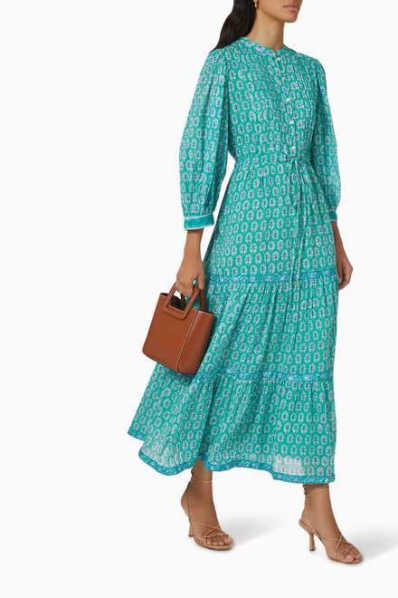 hover state of Cinched Pintuck Maxi Dress in Cotton Voile 