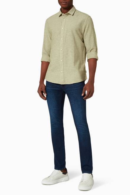hover state of Caiden Long Sleeve Solid Shirt in Cotton Blend 